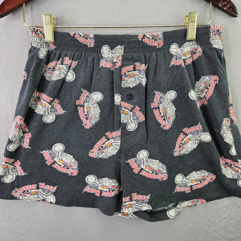 Unbranded Chopper Boss Boxer Shorts Mens M Gray Motorcycle Graphic Print Good